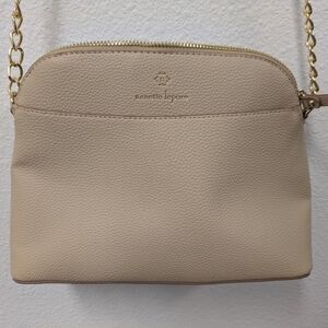 Nanette Lepore Cream/Ivory Crossbody Zippered Purse Gold Chain